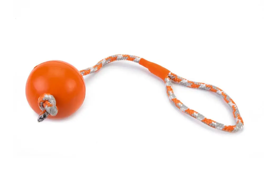 Beeztees Köpek Oyuncağı, İpli Dolu Top, Kauçuk, Turuncu, 30cm