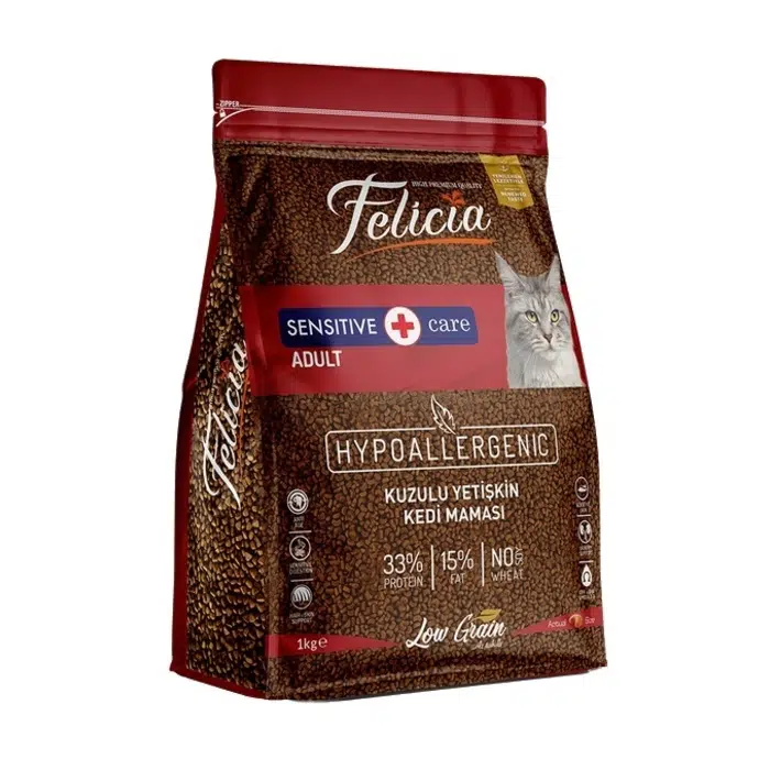 Felicia Az Tahıllı 1 Kg Yetişkin Kuzulu Kedi Maması HypoAllergenic Skt: 07/2027
