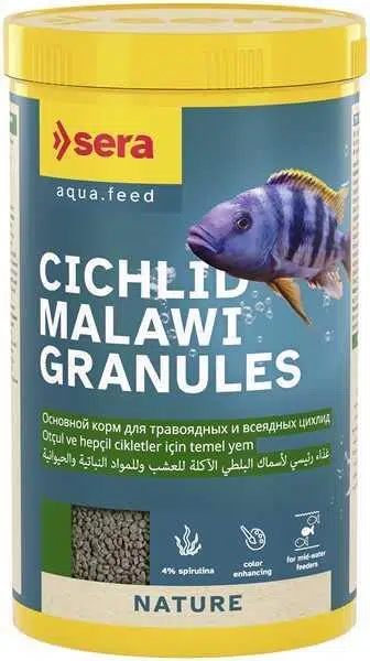 Sera Cichlid Malawi Granules (Granugreen) 100 ml . 55 gr Orjinal Kutusunda Skt : 12/2028